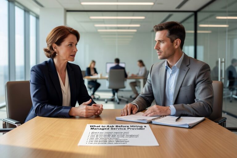 Learn the essential questions to ask when evaluating managed service providers. Get specific guidance on pricing, security, response times, and experience.