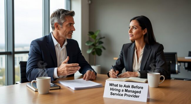 What to Ask Before Hiring a Managed Service Provider Featured Image Essential questions to ask when evaluating managed service providers. Learn what to ask about cybersecurity, SLAs, pricing, and support quality.