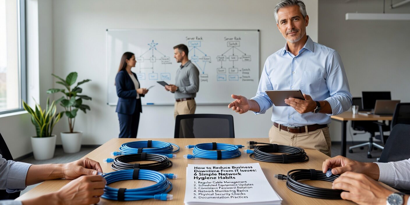 Learn 6 simple network hygiene habits that reduce business downtime. Practical maintenance, monitoring, and user training strategies for non-technical managers.