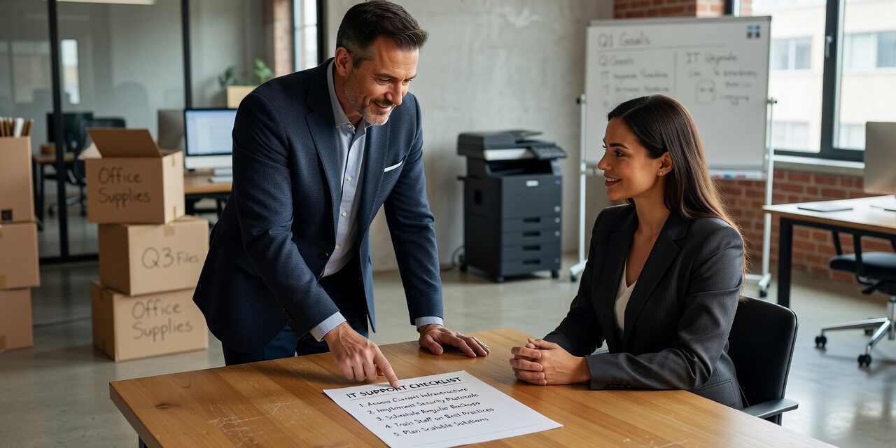 IT Support Checklist for Growing Businesses Featured Image A practical IT support checklist for growing businesses—covering help desk, security, backups, vendors, and network reliability.