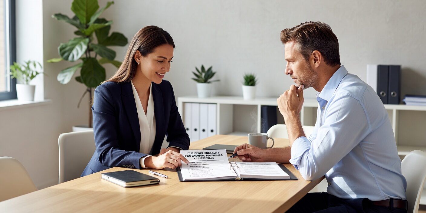 Essential IT support checklist for growing businesses. Cover standards, monitoring, security, documentation, and scalable support models.