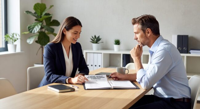 Essential IT support checklist for growing businesses. Cover standards, monitoring, security, documentation, and scalable support models.
