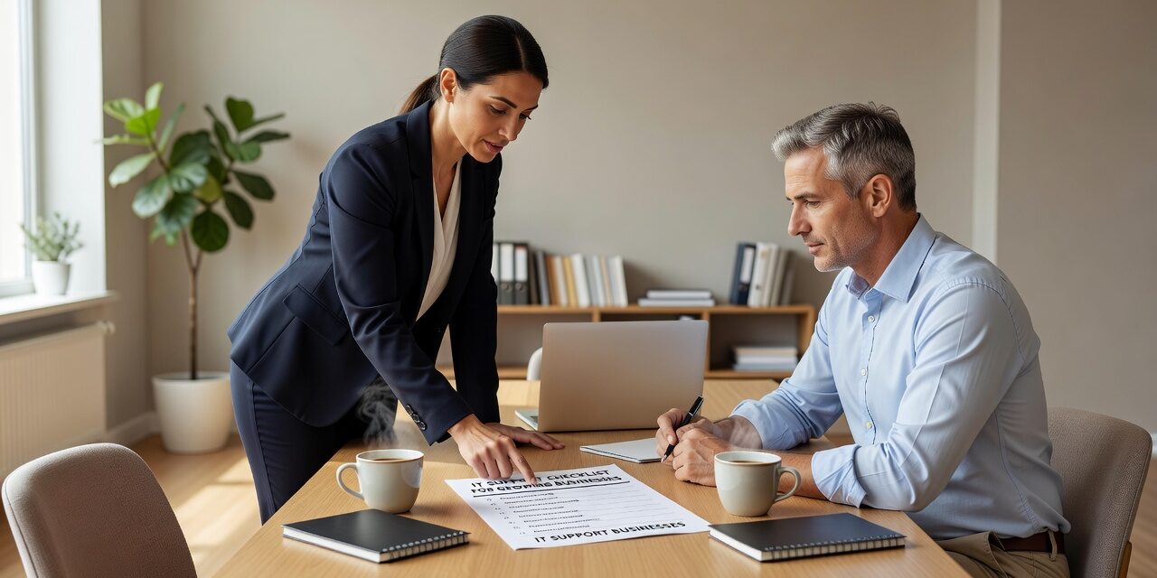 A practical IT support checklist for growing businesses covering security, backups, monitoring, vendor management, and planning. No technical background required.