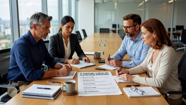IT Support Checklist for Growing Businesses Featured Image A practical IT support checklist for growing businesses covering help desk, backups, cybersecurity, office moves, and tech planning gaps.