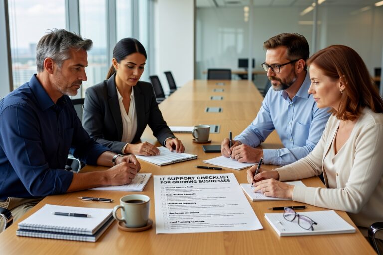 IT Support Checklist for Growing Businesses Featured Image A practical IT support checklist for growing businesses covering help desk, backups, cybersecurity, office moves, and tech planning gaps.
