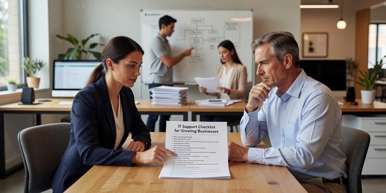 A practical IT support checklist for growing businesses — covering help desk, security, network reliability, and technology planning in plain language.