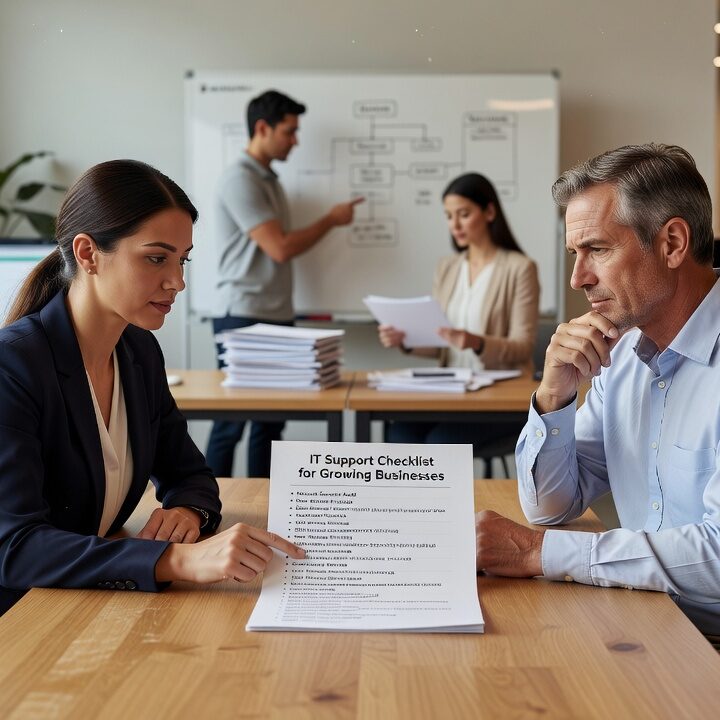 IT Support Checklist for Growing Businesses Featured Image A practical IT support checklist for growing businesses — covering help desk, security, network reliability, and technology planning in plain language.