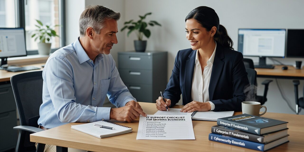 A practical IT support checklist for growing businesses — covering backups, security gaps, vendor accountability, and planning before major changes.