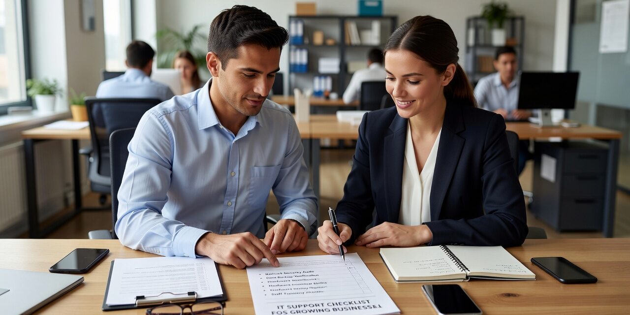 A practical IT support checklist for growing businesses — covering hardware, security, cloud tools, help desk, and vendor gaps to review now.