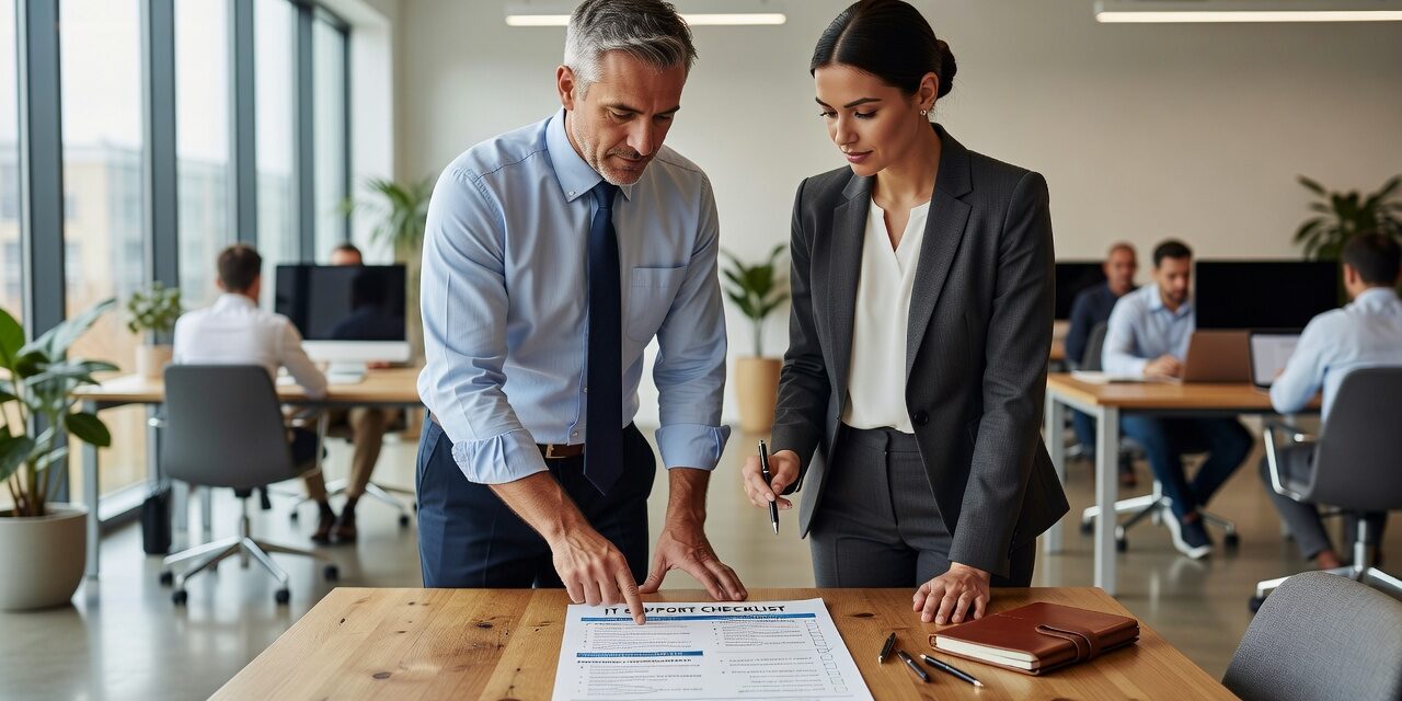 A practical IT support checklist for growing businesses — covering backups, help desk, Microsoft 365, security, and 12-month planning.
