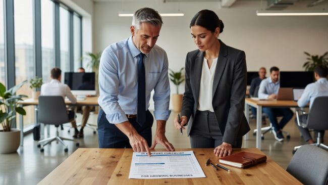 IT Support Checklist for Growing Businesses Featured Image A practical IT support checklist for growing businesses — covering backups, help desk, Microsoft 365, security, and 12-month planning.