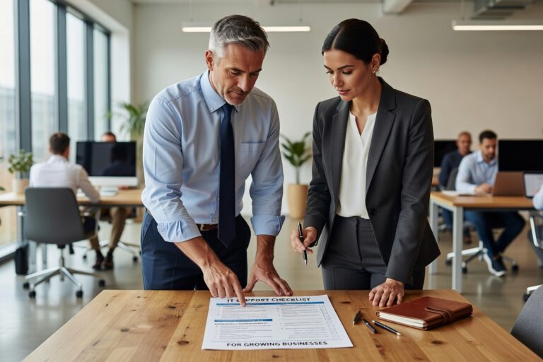IT Support Checklist for Growing Businesses Featured Image A practical IT support checklist for growing businesses — covering backups, help desk, Microsoft 365, security, and 12-month planning.