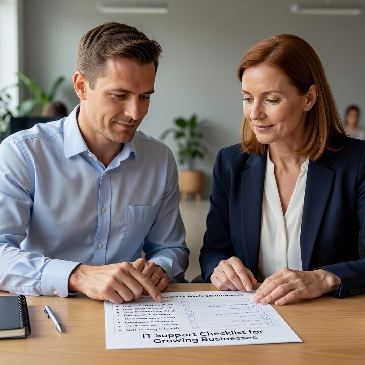 A practical IT support checklist for growing businesses covering onboarding, help desk, backups, network reliability, and security fundamentals.