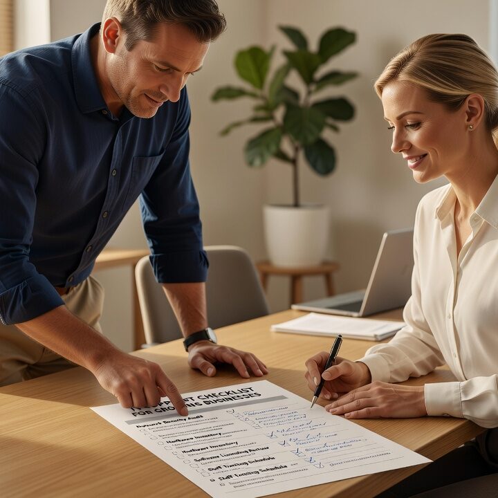 IT Support Checklist for Growing Businesses Featured Image A practical IT support checklist for growing businesses covering response times, network reliability, backups, security basics, and technology planning.