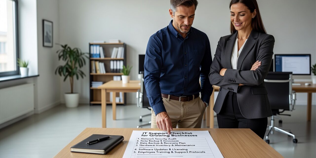 A practical IT support checklist for growing businesses—covering backup, help desk, documentation, and common gaps that lead to downtime and security risk.
