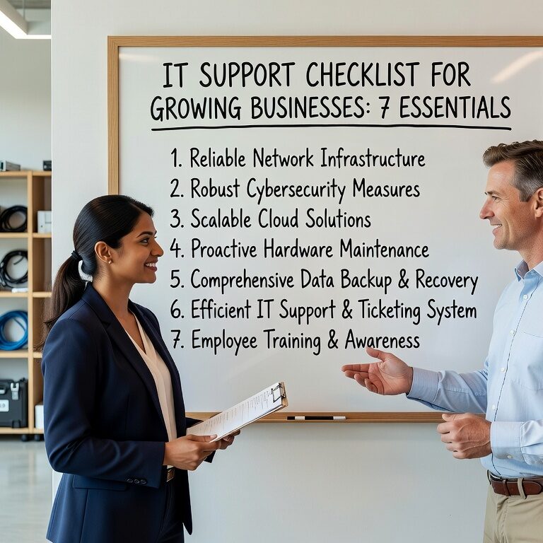 Essential IT support checklist for growing businesses. Learn help desk requirements, response standards, escalation procedures, and metrics that scale.