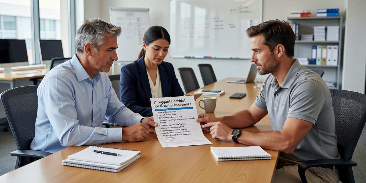 IT Support Checklist for Growing Businesses Featured Image Use this IT support checklist to find gaps in your technology coverage, reduce downtime risk, and make smarter decisions as your business grows.