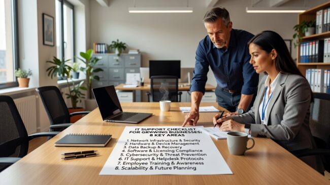Essential IT support checklist for growing businesses. Learn key support areas, warning signs of inadequate coverage, and how to build reliable IT structure.