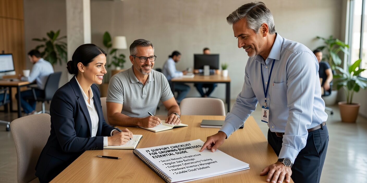 IT Support Checklist for Growing Businesses: Essential Guide Featured Image Essential IT support checklist for growing businesses: help desk structure, response times, employee onboarding, security standards, and documentation requirements.