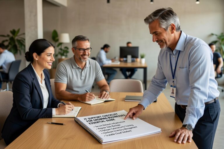 Essential IT support checklist for growing businesses: help desk structure, response times, employee onboarding, security standards, and documentation requirements.