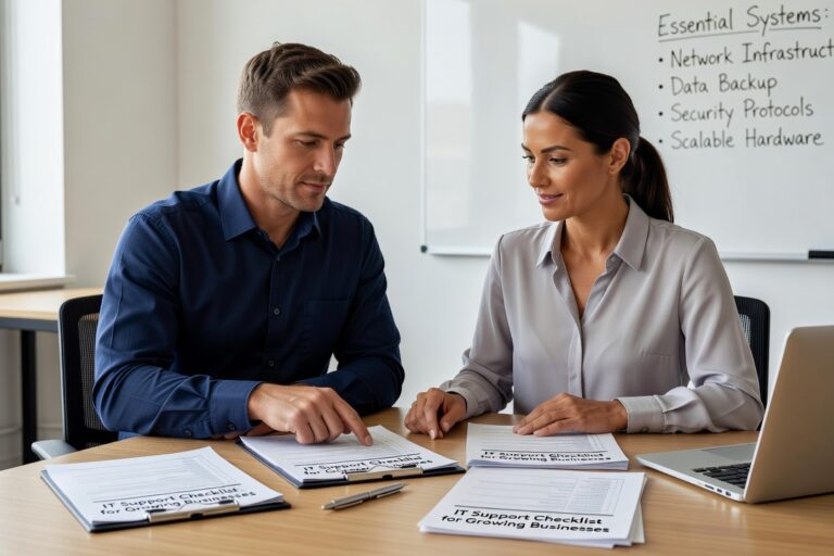 Essential IT support checklist for growing businesses. Learn infrastructure, security, backup, and help desk requirements to prevent downtime and support growth.