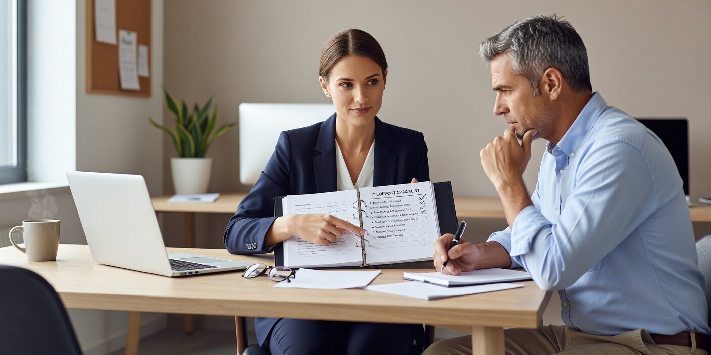 Essential IT support checklist for businesses under 100 employees. Covers daily monitoring, security reviews, user management, and strategic planning.