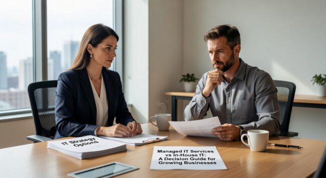 Compare managed IT services vs in-house IT for growing businesses. Learn about costs, security benefits, and decision factors to choose the right approach.