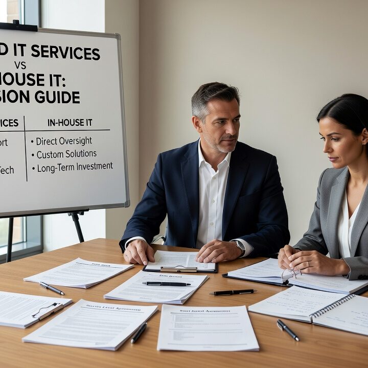Managed IT Services vs In House IT: Decision Guide Featured Image Compare managed IT services vs in house IT for growing businesses. Learn about costs, scalability, security, and support to make the right decision.