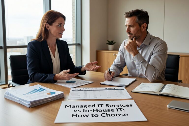 Managed IT Services vs In-House IT: How to Choose Featured Image Comparing managed IT services vs in-house IT? This plain-language guide helps business owners weigh real costs, coverage gaps, and when each model makes sense.