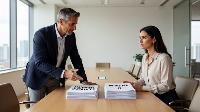 Managed IT Services vs In-House IT: How to Decide Featured Image Comparing managed IT services vs in-house IT? This guide helps business leaders weigh real costs, coverage gaps, and when each model actually makes sense.