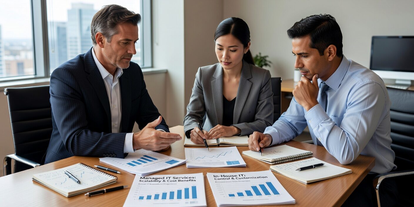 Compare managed IT services vs in-house IT teams for growing businesses. Learn about costs, expertise, scalability, and when each option works best.