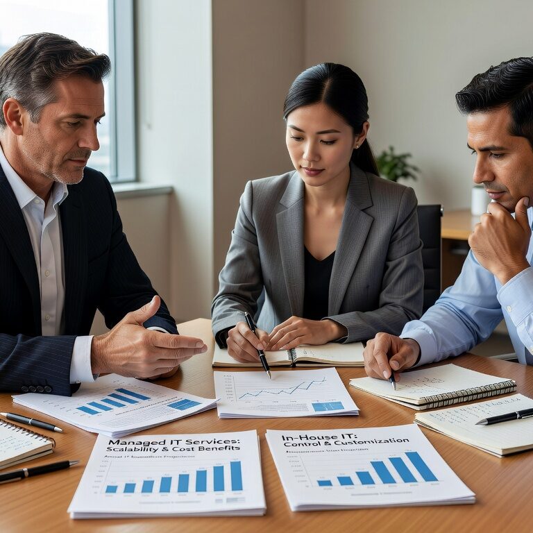 Compare managed IT services vs in-house IT teams for growing businesses. Learn about costs, expertise, scalability, and when each option works best.