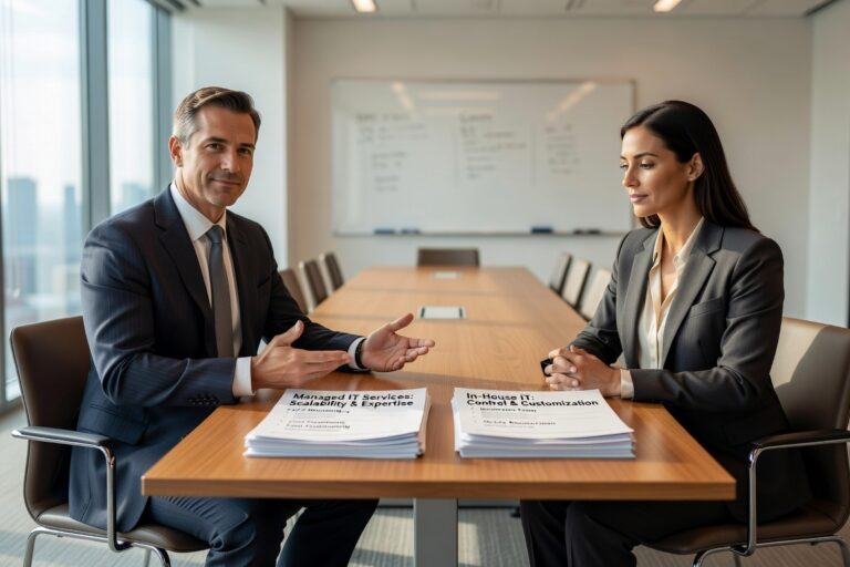 Compare managed IT services vs in house IT teams. Learn when each option makes sense for your business size, budget, and technology needs.