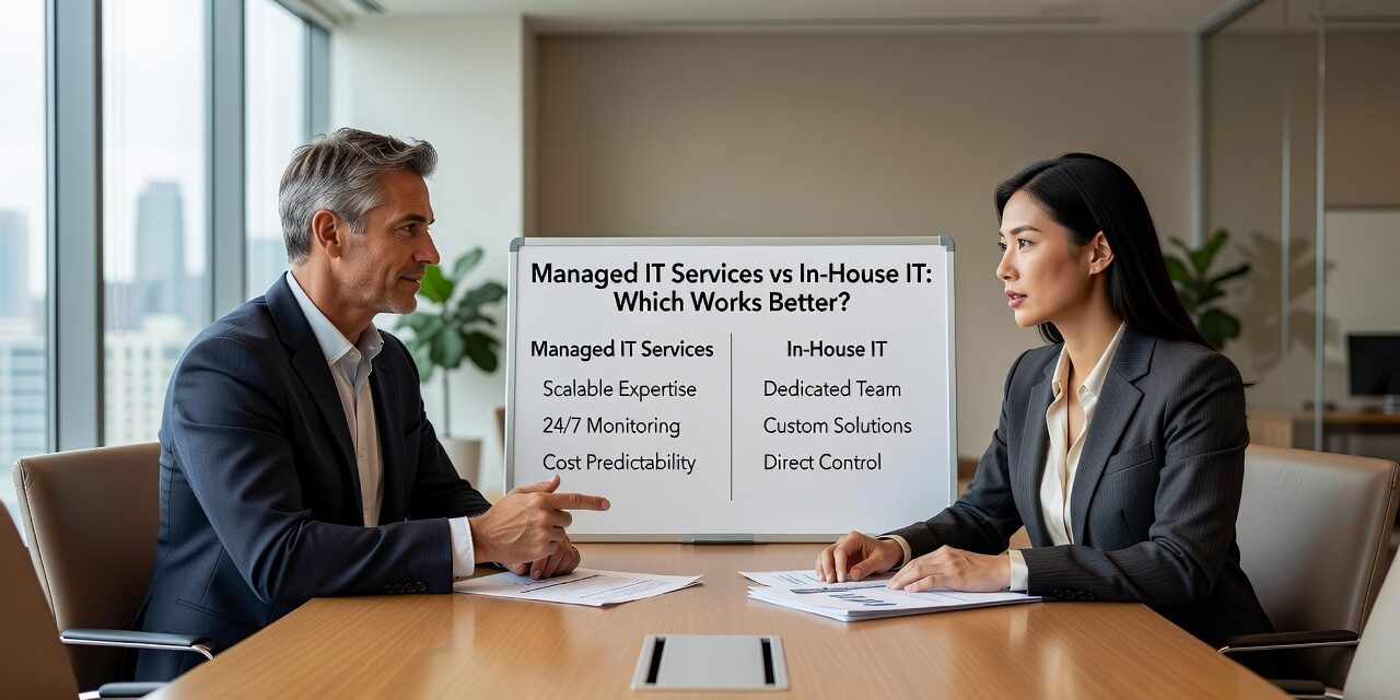 Managed IT Services vs In House IT: Which Works Better? Featured Image Compare managed IT services vs in house IT for growing businesses. Learn the real costs, benefits, and decision factors to choose the right IT approach.