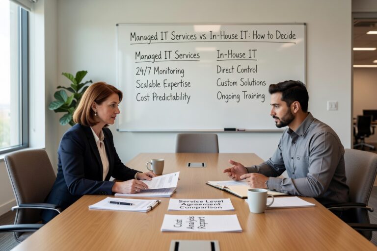 Managed IT Services vs. In-House IT: How to Decide Featured Image Comparing managed IT services vs. in-house IT? Here's how to think through the real costs, coverage gaps, and when each model makes sense for your business.