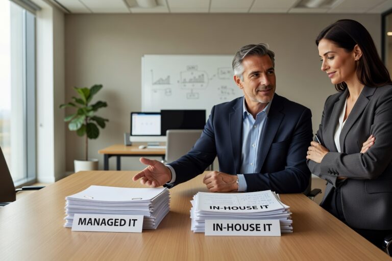Managed IT vs In-House IT: Cost, Control, and Peace of Mind Featured Image Comparing managed IT services vs in-house IT? Here's a practical breakdown of cost, coverage, and control to help you decide what fits your business.