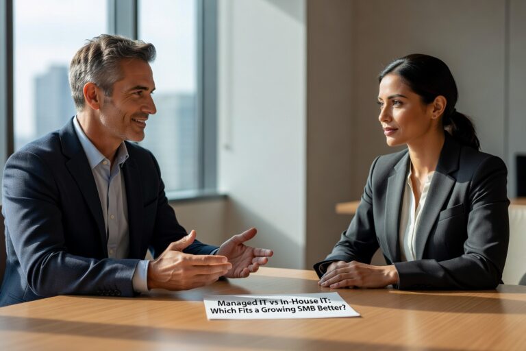 Managed IT vs In-House IT: Which Fits a Growing SMB Better? Featured Image Compare managed IT services vs in-house IT staff for growing SMBs. Learn about costs, benefits, and which option provides better value for your business.