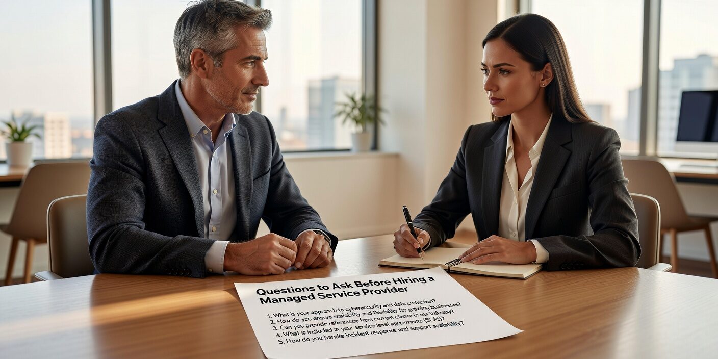 Questions to Ask Before Hiring a Managed Service Provider Featured Image Essential leadership team discussions before changing IT providers. Get executive alignment on objectives, risks, and success metrics for smooth transitions.