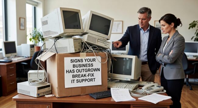 Learn the key indicators that your business has outgrown break-fix IT support, including cost patterns, downtime frequency, and security gaps.