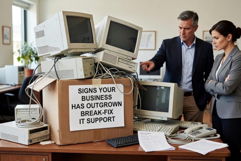 Learn the key indicators that your business has outgrown break-fix IT support, including cost patterns, downtime frequency, and security gaps.