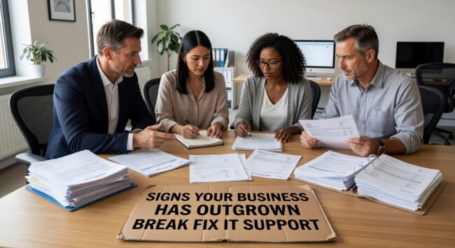 Discover the clear operational signs your growing business has outgrown break-fix IT support, from recurring issues to unpredictable costs.