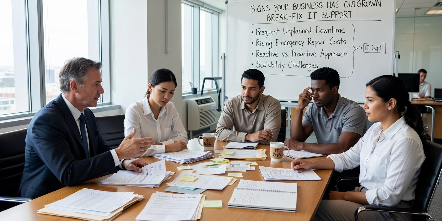 Learn the key warning signs that your growing business needs proactive IT support instead of reactive break-fix services for better reliability.