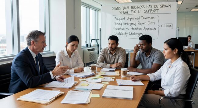 Learn the key warning signs that your growing business needs proactive IT support instead of reactive break-fix services for better reliability.