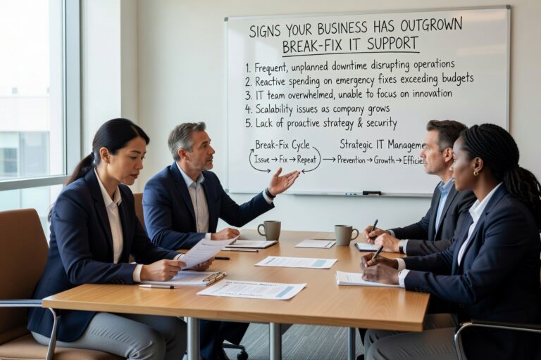 Signs Your Business Has Outgrown Break Fix IT Support Featured Image Learn the warning signs that indicate your business has outgrown break-fix IT support and needs more structured technology management.