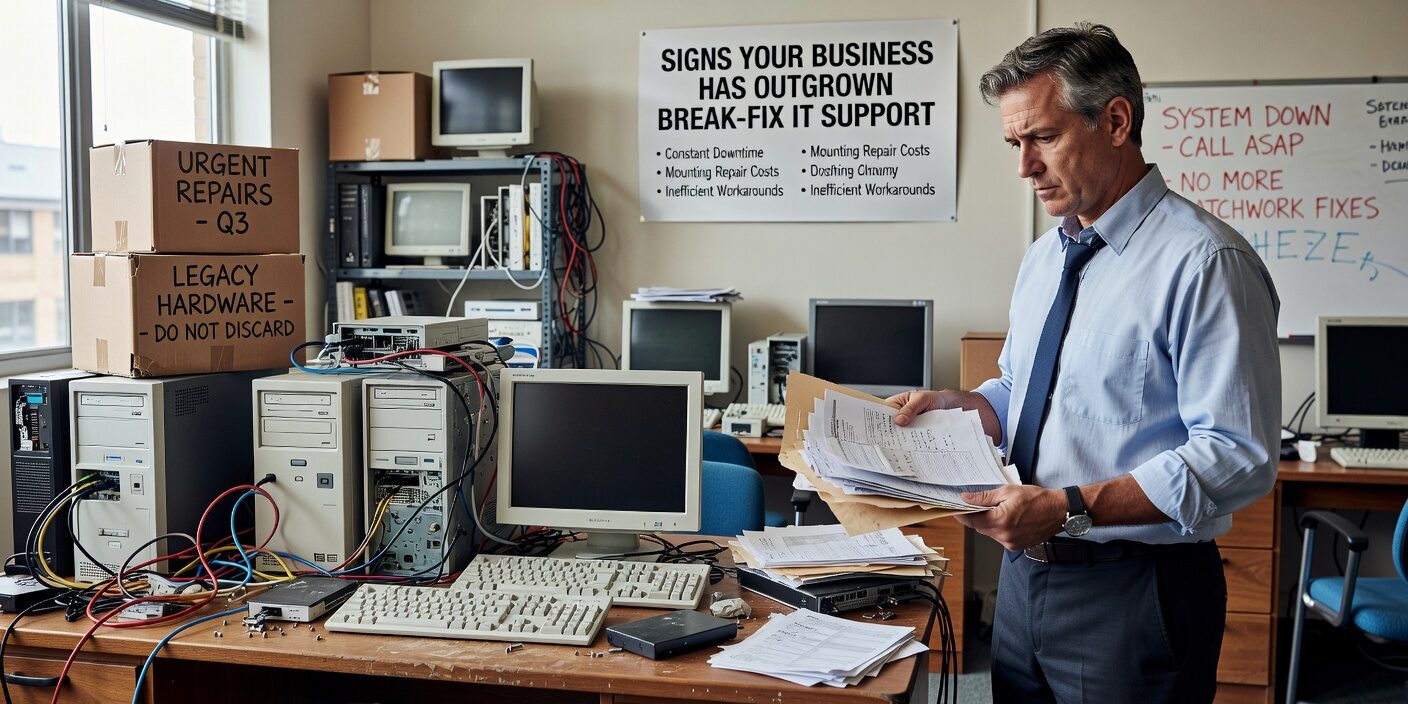 Signs Your Business Has Outgrown Break Fix IT Support Featured Image Learn the warning signs that your business has outgrown break-fix IT support, including unpredictable costs, frequent downtime, and security gaps.