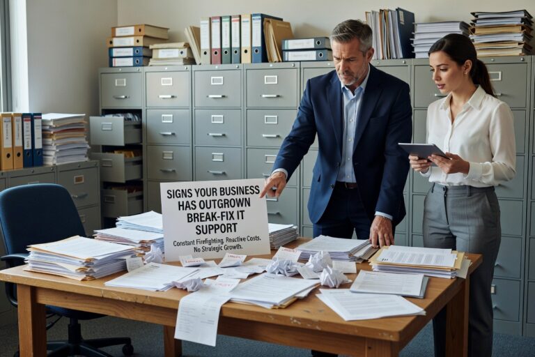 Recognize the warning signs that your growing business needs proactive IT support instead of break-fix services to prevent costly downtime and frustration.