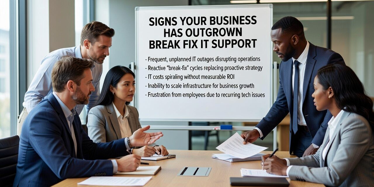 Signs Your Business Has Outgrown Break Fix IT Support Featured Image Learn the warning signs that your business has outgrown break-fix IT support, including response time issues and vendor management challenges.