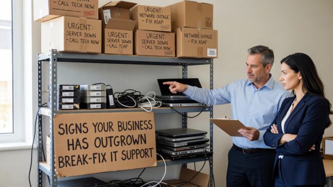 Recurring IT problems, unpredictable costs, and no security oversight are clear signs your business has outgrown break-fix IT support. Here's what to look for.