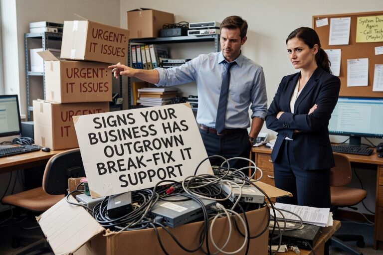Signs Your Business Has Outgrown Break-Fix IT Support Featured Image Recurring IT problems, unpredictable bills, and slow response times are clear signs your business has outgrown break-fix IT support. Here's what to look for.