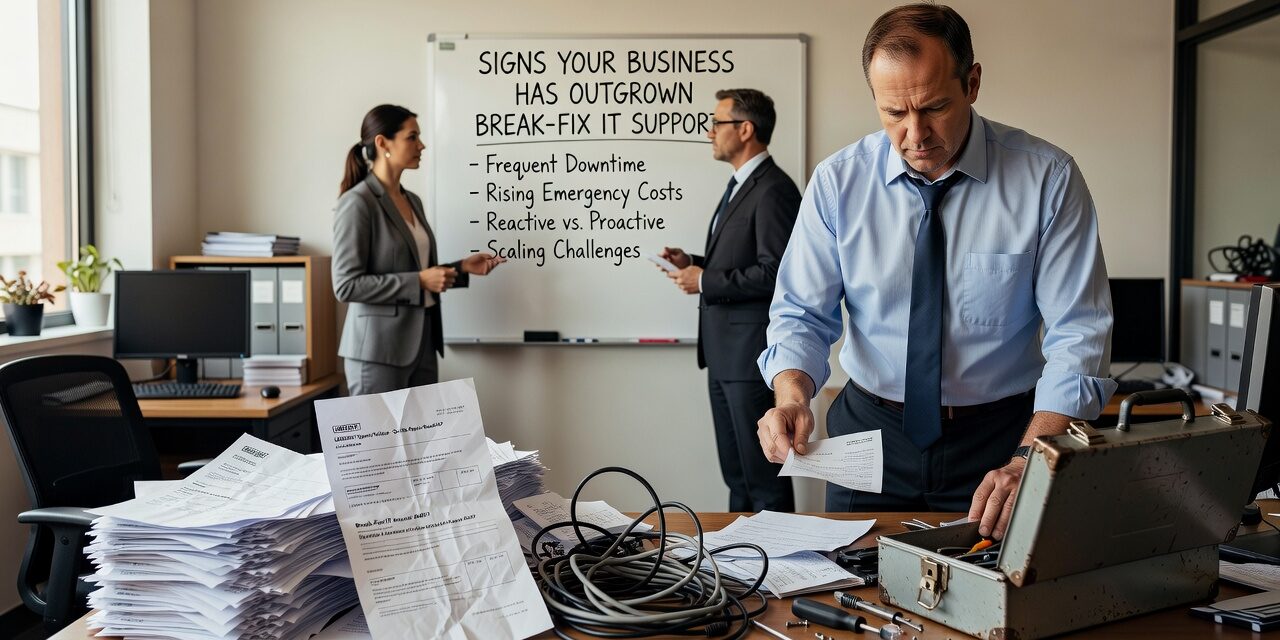 Signs Your Business Has Outgrown Break-Fix IT Support Featured Image Learn the clear signs your business has outgrown break-fix IT support and what to look for before a crisis forces the decision.